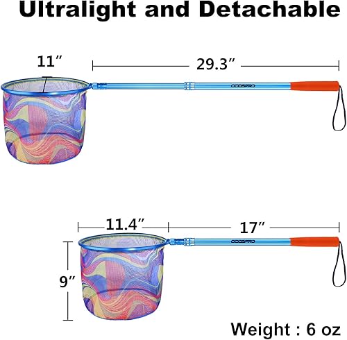 Miniatura 10 de Red de pesca para niños, red telescópica, red de pececillos, red de mariposas, profundidad neta de 11.4 pulgadas, mango que se extiende hasta 30