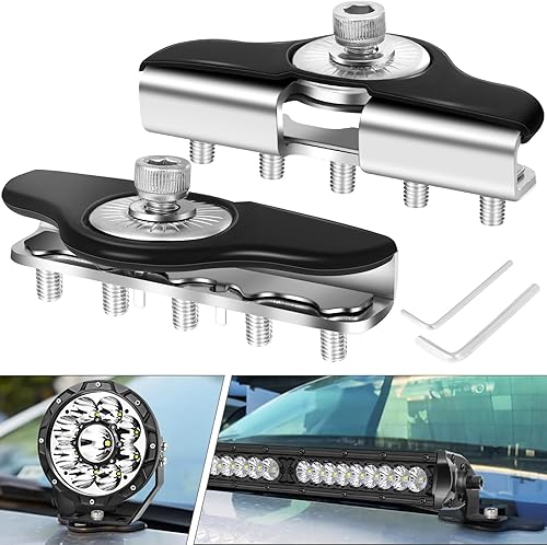 OFFROADTOWN Soportes de montaje de barra de luz LED, 2 unidades, soporte de montaje en capó del motor de pilar, abrazadera de soporte de luz sin