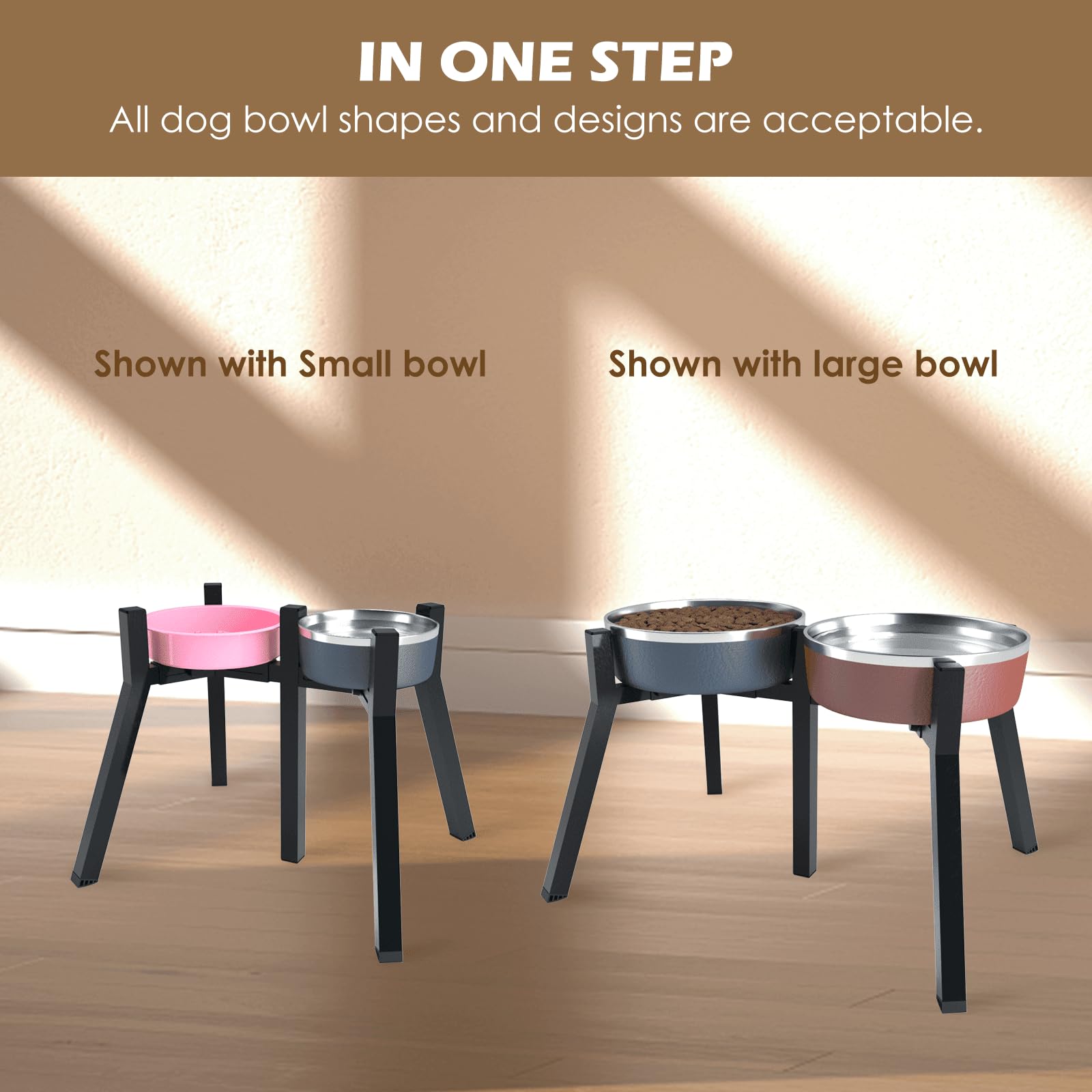 Soporte de cuenco para perros grandes, cuencos elevados de ancho ajustable para cuencos de 7 a 10.6 pulgadas de ancho, cuenco elevado de comida y agua para perros, soporte para cuencos de perro