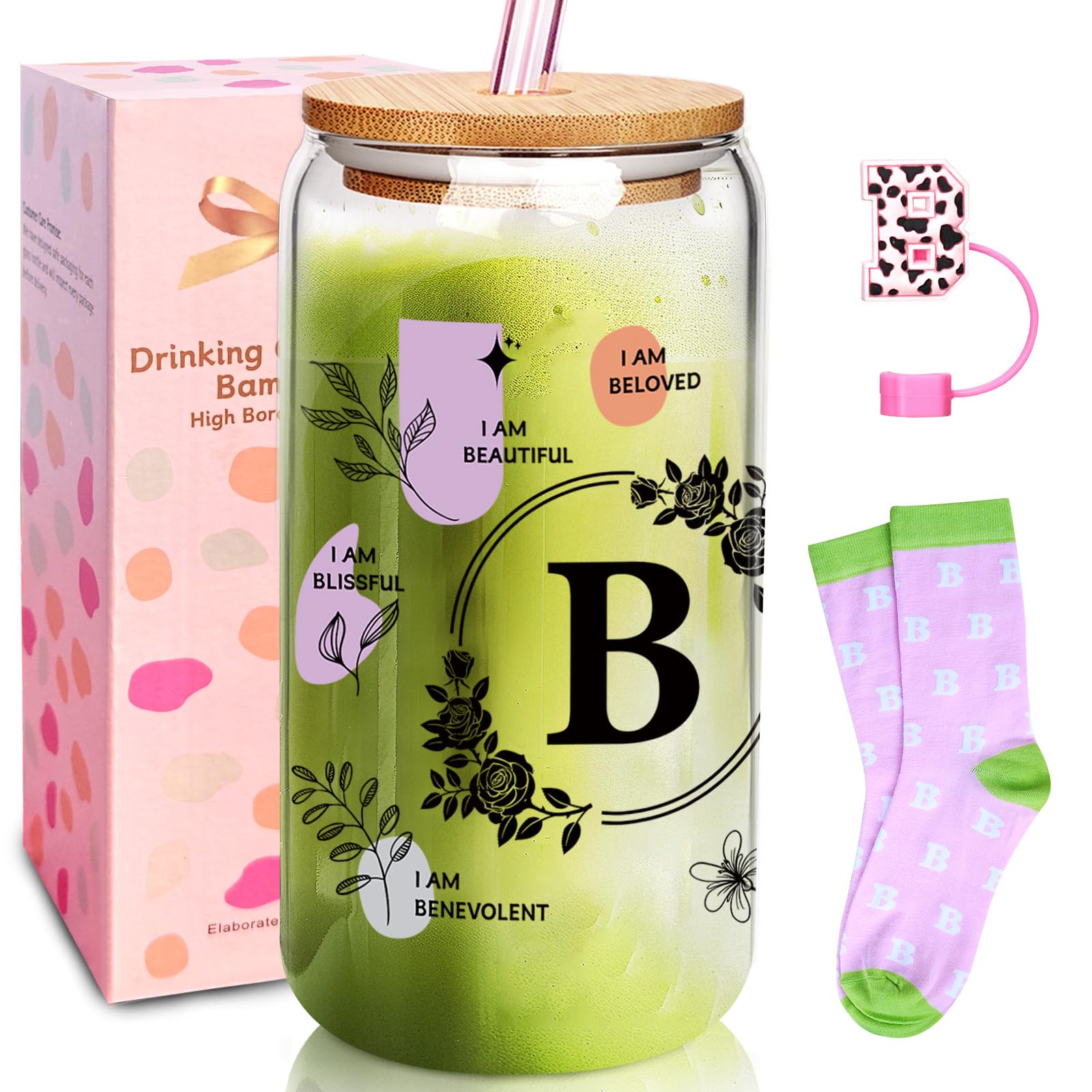 ANOTION Cute Cups - Ini-Tial Monogrammed Personalized Gift for Women, White Elephant Gag Christmas Birthday Inspirational Coffee Cup