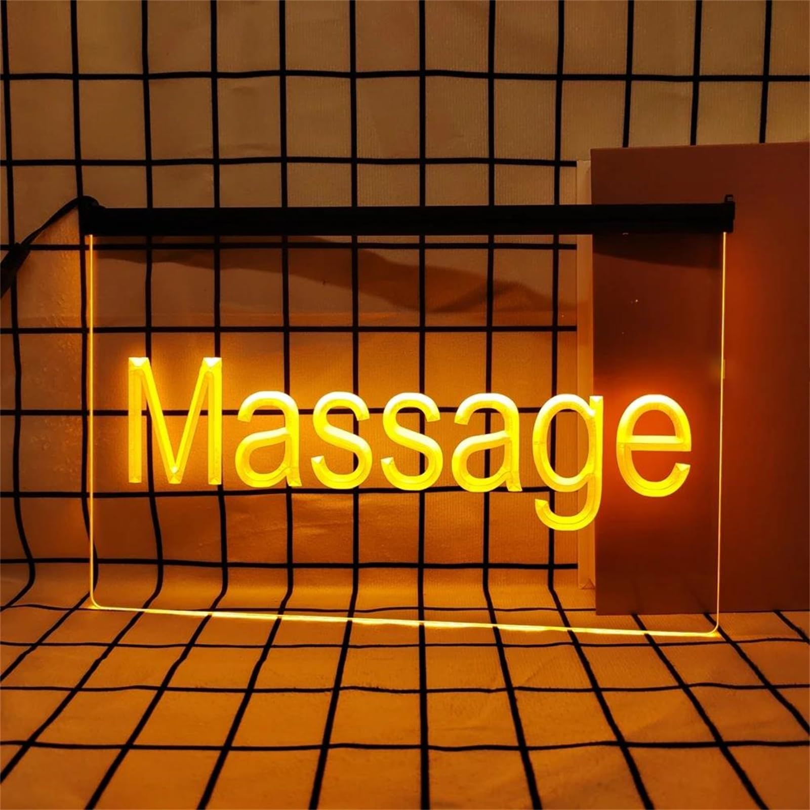Massage Letrero de neón para decoración de Pared, Luces de neón LED Regulables por USB para Salas de masajes y Salones de Belleza,Naranja,60x40cm