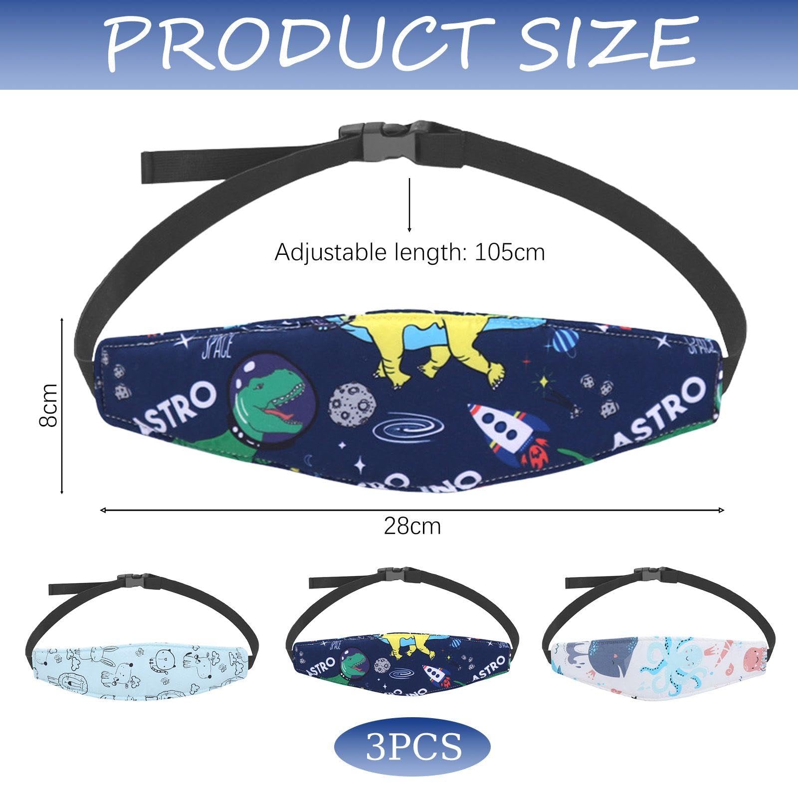 Cintura Di Fissaggio Per La Testa Del Bambino Da 3 Pezzi, Poggiatesta Per Seggiolino Auto, Cintura Ausiliaria Per Maschera Per Gli Occhi Per Dormire, Prodotti Per Bambini.