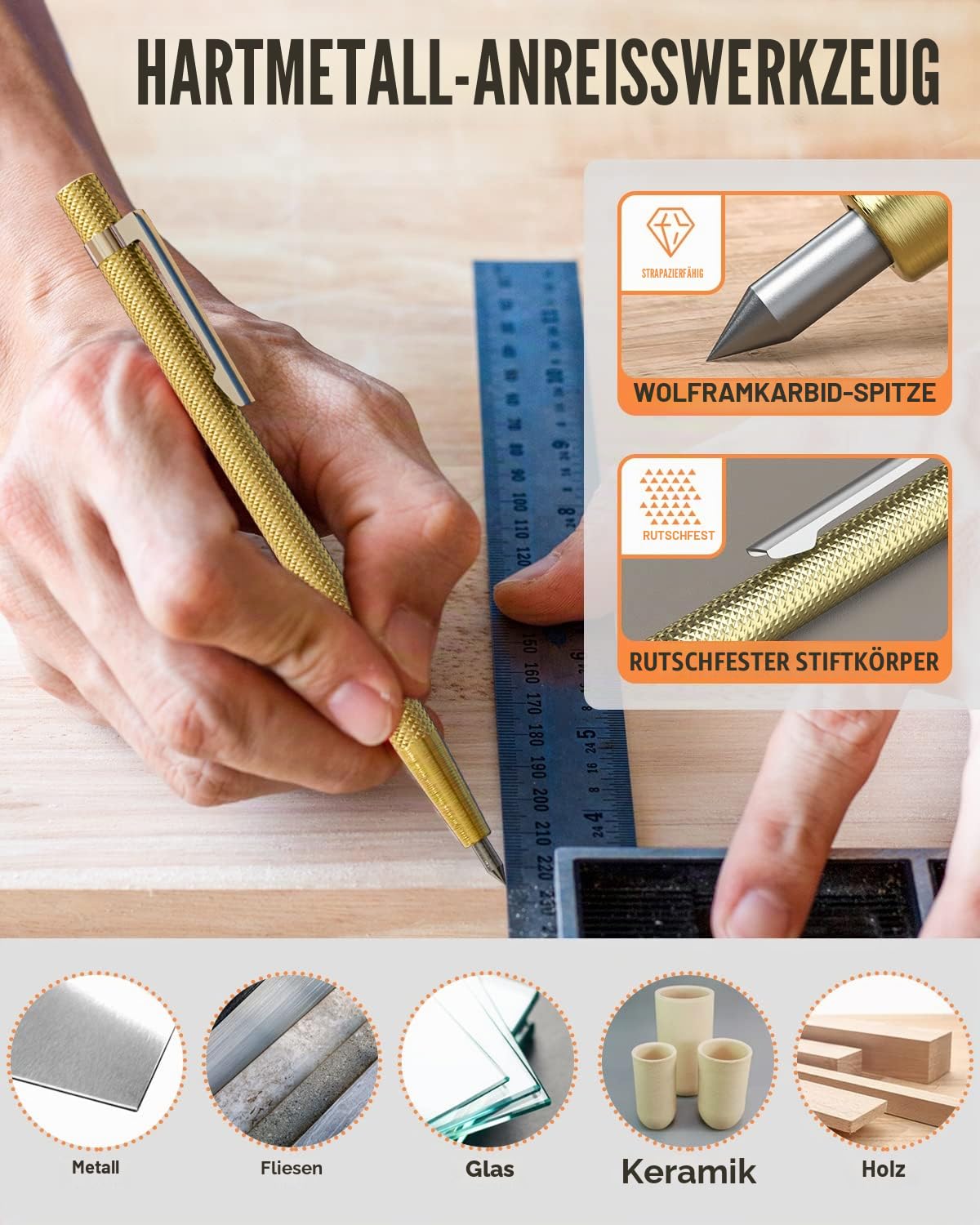 Nicpro 15 Stück Tischler Bleistifte Set mit Anspitzer, Mechanische Zimmermannsbleistifte mit 40 Minen, Automatisches Körner und Hartmetall Anreißwerkzeug, Robuster Baubleistift mit Etui