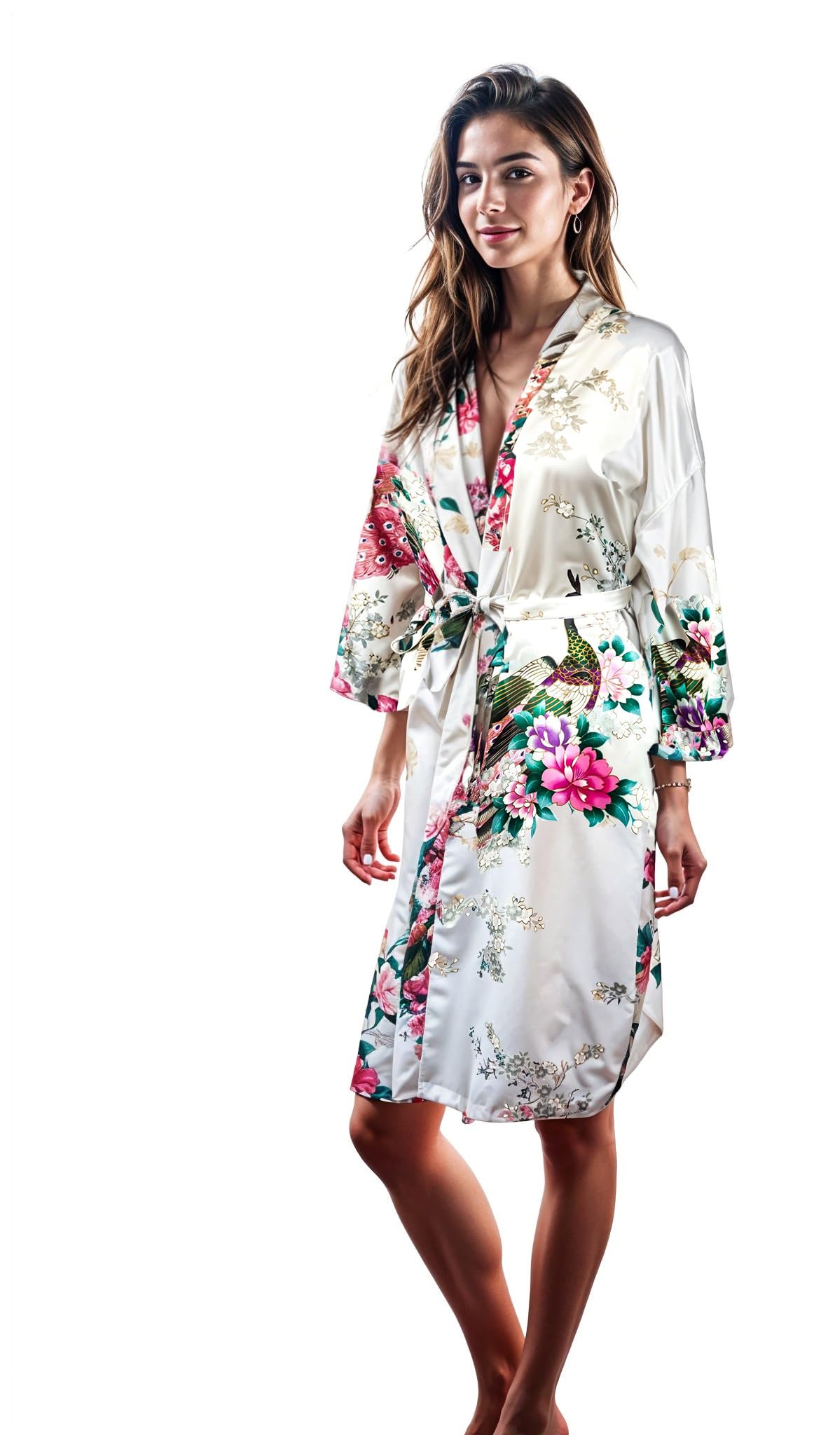 Long Kimono Robe for Women’s | Premium Peacock Long Bridesmaid Robe | Ideal for, Bridal Shower, Anniversary & Birthday Women’s Gift
