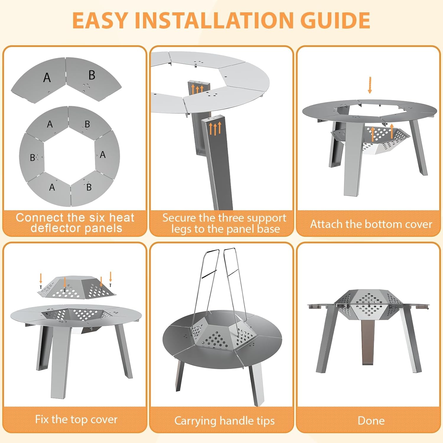 FirePit Heat Deflector and Spark Protector Mesh Screen for Solo Stove Bonfire 19.5", Stainless Steel Fire Pit Spark Screen Mesh Fire Pit Spark Protector with Sticks Poker for Solo Stove Accessories