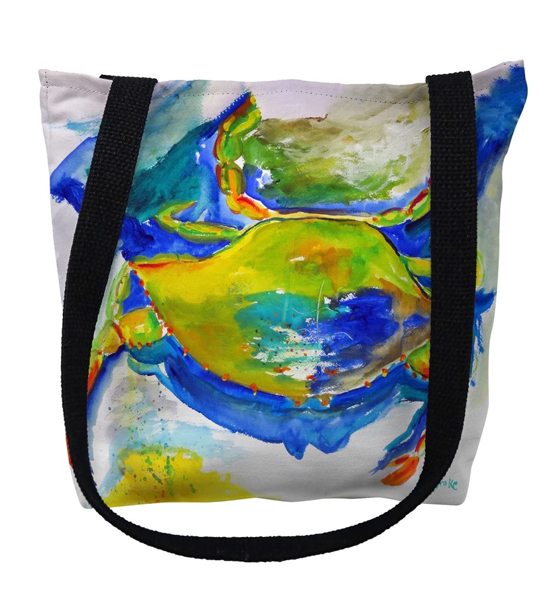 13 x 13 in. Blue & Yellow Crab Small Tote Bag by Betsy Drake – Cotton, Multicoloured, Model TY1027S