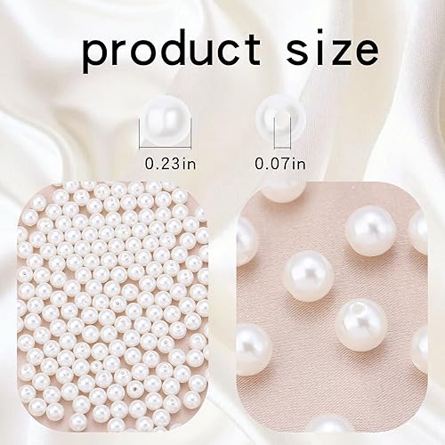 Miniatura 2 de Foirse - 200 cuentas de perlas sueltas blancas estéticas para hacer joyas, pulseras, collares, aretes, accesorios, manualidades (0.236 pulgadas)