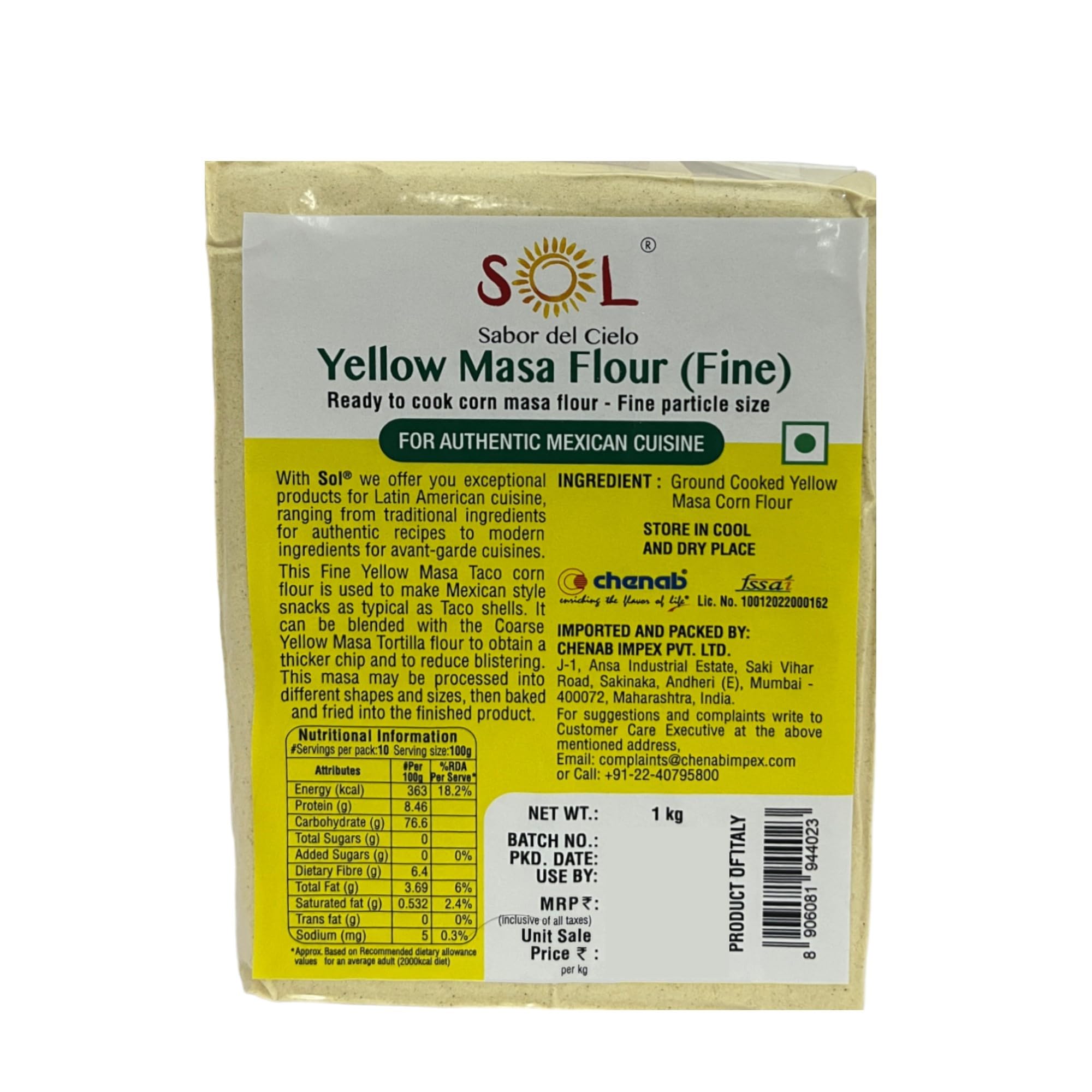 Sol Yellow Corn Masa Flour Fine, 1kg (B0CW3MDNXX) Amazon Price History, Amazon Price Tracker