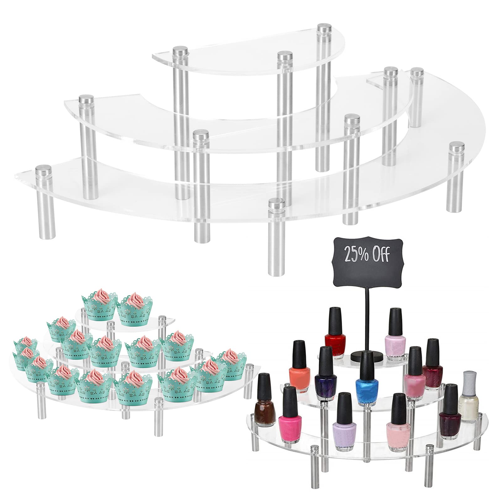 Alzata Per Cupcake In Acrilico A 3 Livelli - Espositore Per Dolci Trasparente - Foto 6