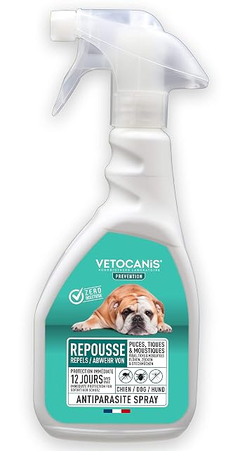 Spray anti-puces et anti-tiques et anti-moustiques - Pour chien - Spray antiparasitaire 500 ml