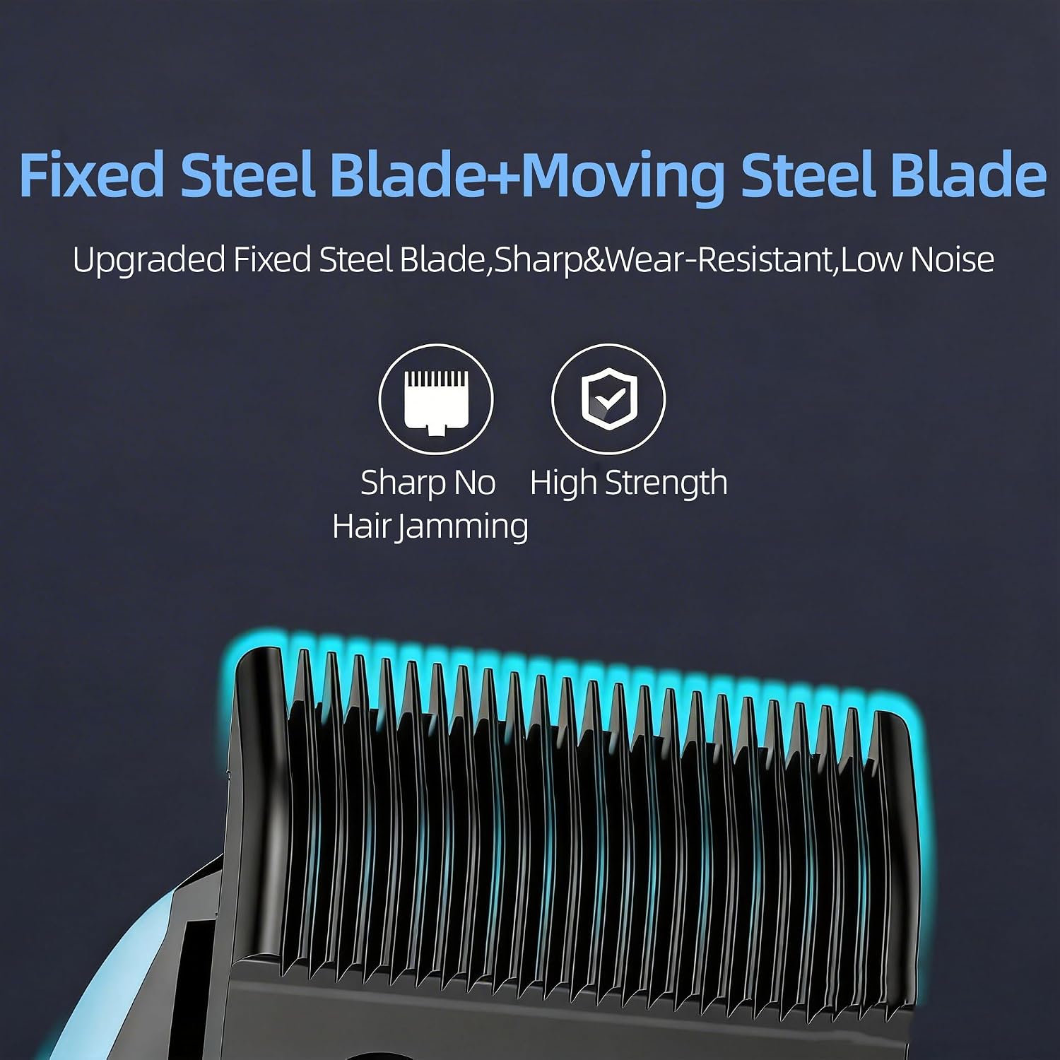 Men's Cordless Electric Clipper Blue with Charging Base and 8 Limit Combs, USB Charging, Professional Hair Cutting and Home Use