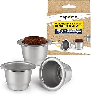 CAPSME - Set mit 3 Wiederverwendbaren Nachfüllbaren Kapseln Kompatibel mit Nespresso Original - Ohne Deckel verkauft