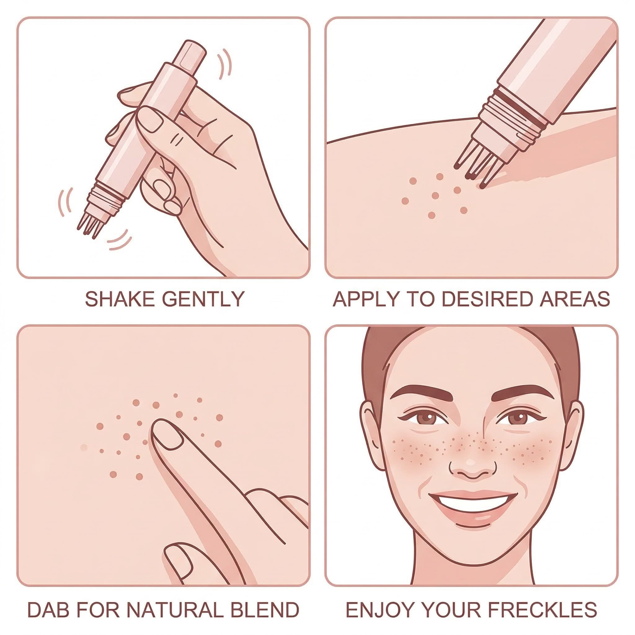 1 Pezzi Freckle Timbro, Penna Lentiggini, Impermeabile e Resistente al Sudore, Asciugatura Rapida 6s & Durata 24h, Trucco Lentiggini per Lentiggini del Viso