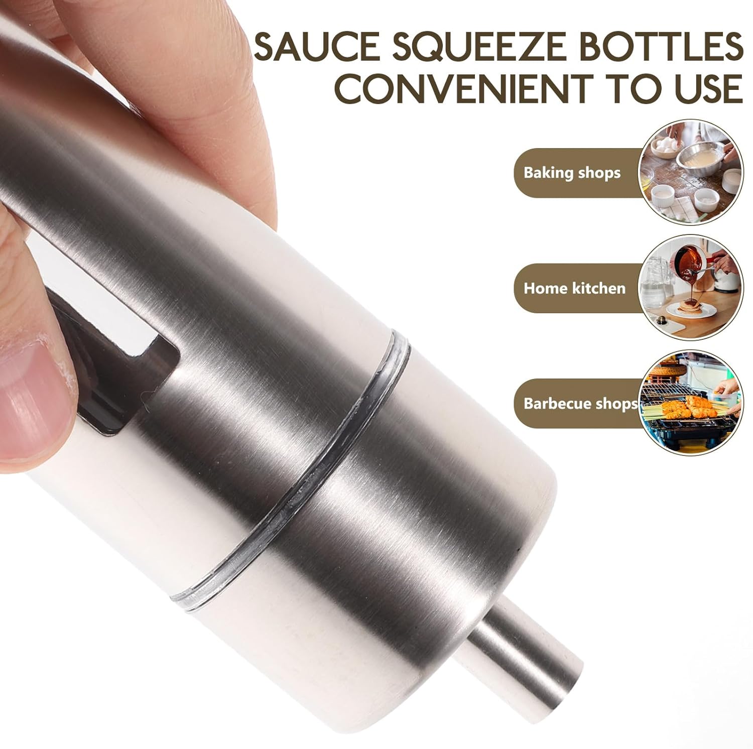 Stainless Steel Seasoning Container Set 4 Bottles and Removable Base Stand for Kitchen Salt Pepper Sauce Vinegar Storage
