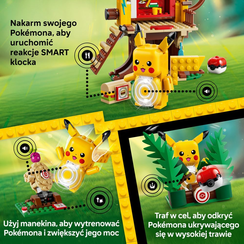 LEGO Pokémon SMART Play: Dom treningowy z Pikachu 72164 | Interaktywna zabawka z Pokémonami, zestaw Wszystko w jednym, 1 SMART klocek, 4 Tagi i ładowarka, dla dzieci 6+, 400 elementów