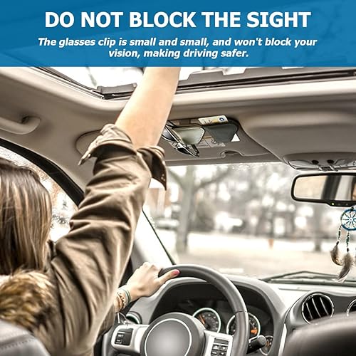 Miniatura 5 de 8sanlione Soporte para lentes de sol para visera solar de automóvil, clip magnético para colgar gafas de cuero, clip universal para almacenamiento
