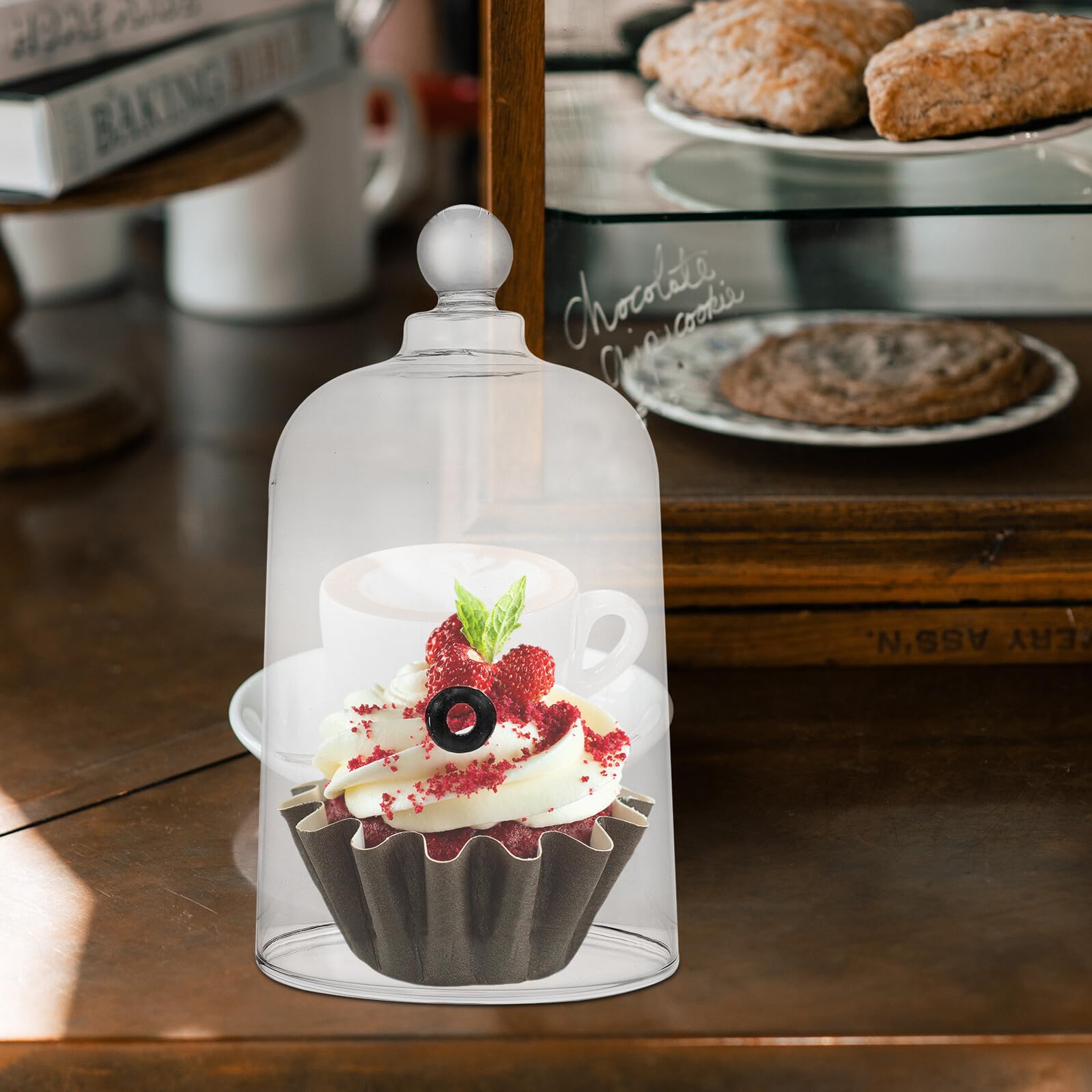 DOITOOL Glas abdeckhaube für Kuchen und Brot Hitzebeständig Langlebig Tragbar Lebensmittelecht Vielseitiger Food Cover für Backzubehör Dessert und Snacks für Küche und Party