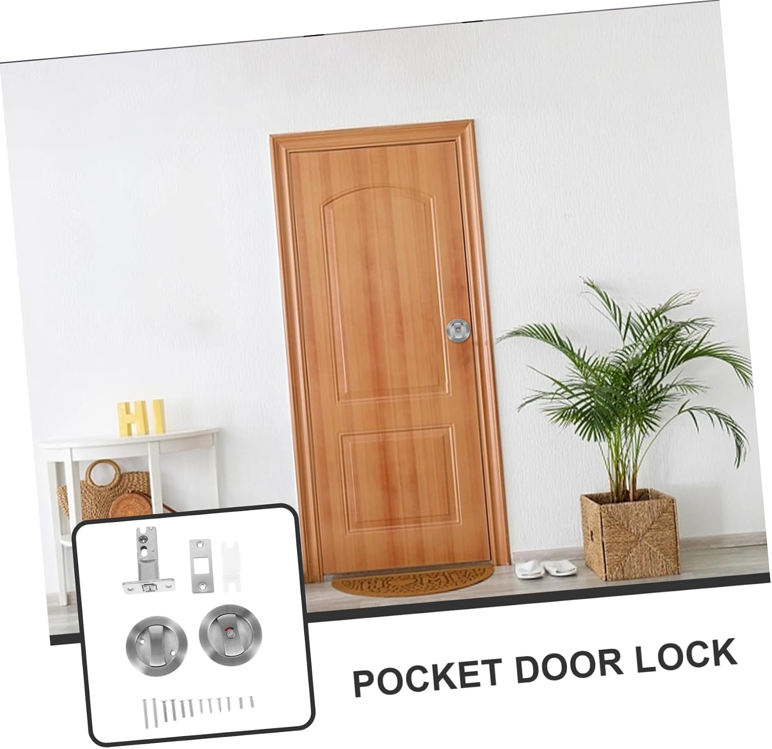 Mipcase Pocket Door Latch Privacy Lock Satin Pocket Door Hardware for Bathrooms Easy to Install Design Secure and Stylish