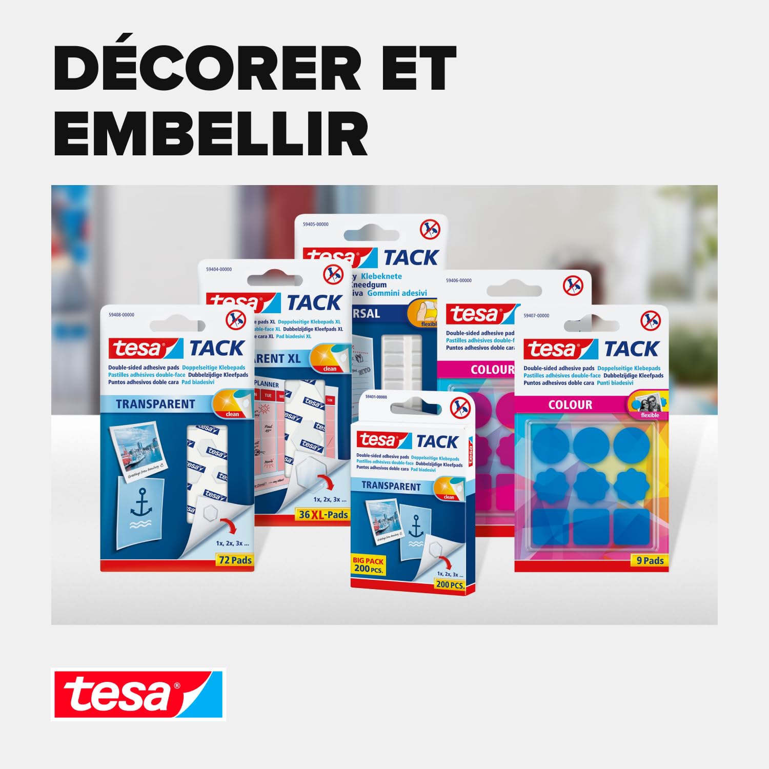Tesa Tack 200 Pastilles adhésives Double-face Transparent