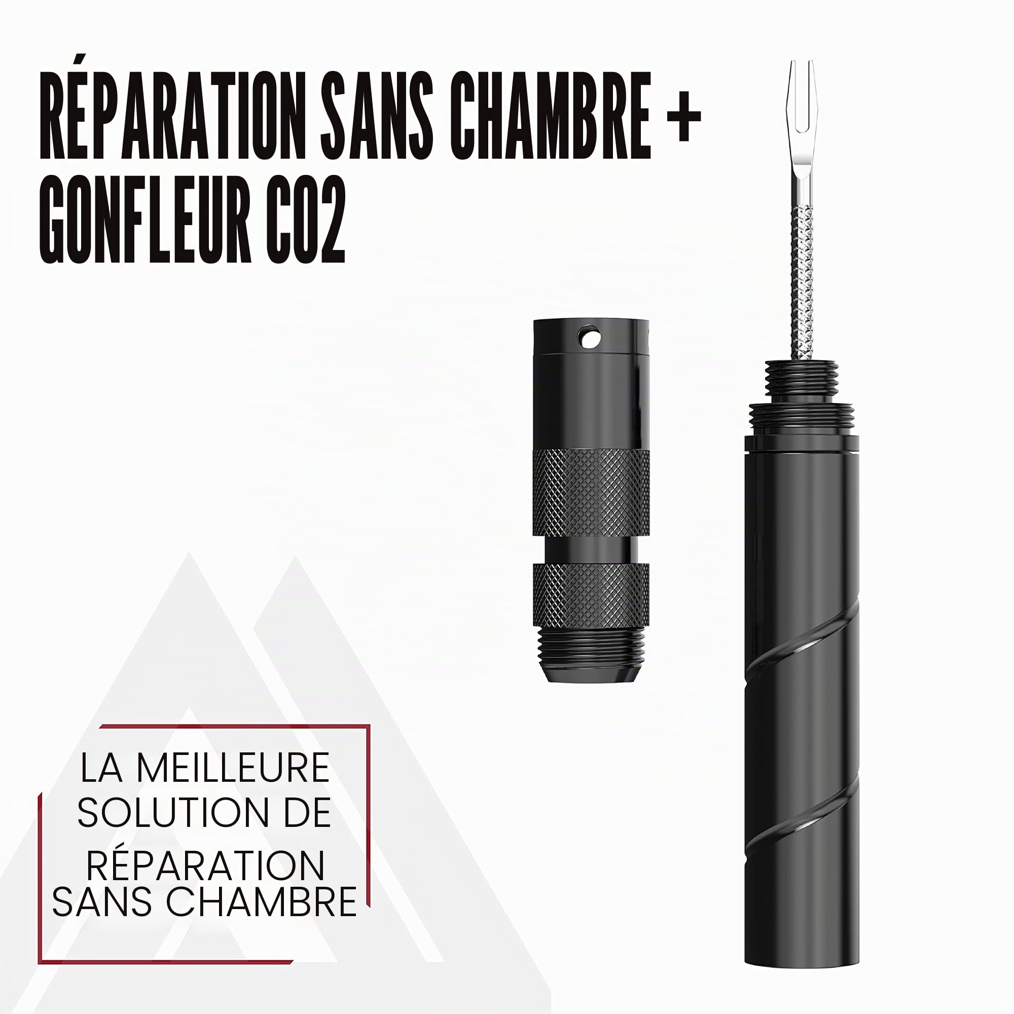 KOM Cycling Kit de réparation de pneus sans chambre à air pour vélo - 8 couleurs - Répare les crevaisons de pneus de VTT et vélo de route - Fourche de réparation de pneu et alésoir - 8 bandes de bacon