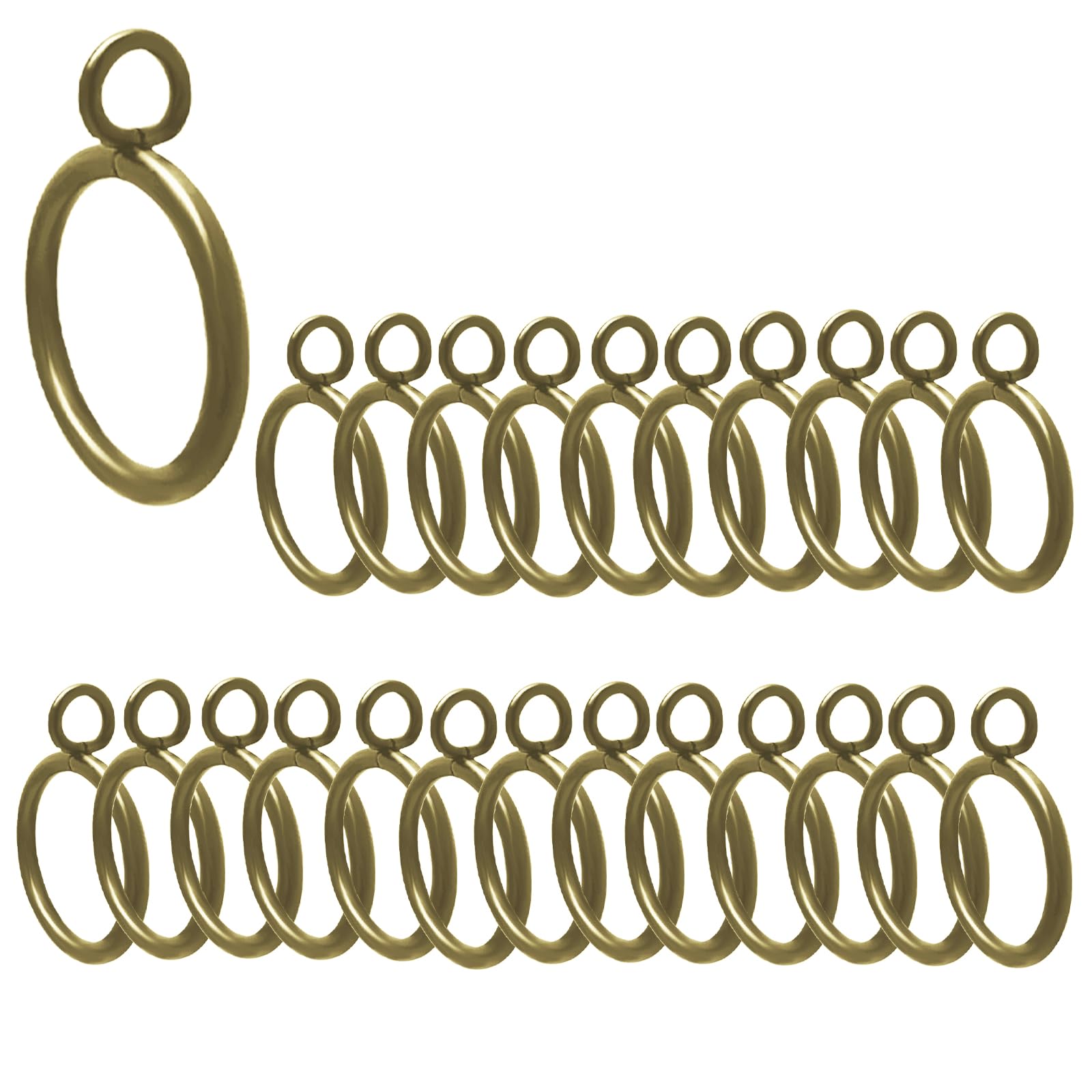 24 Anelli Per Tende In Metallo - Diametro Interno 3,8 Cm, Ottone Anticato, Con Occhiello Piatto, Adatti Per Aste Fino A 3 Cm