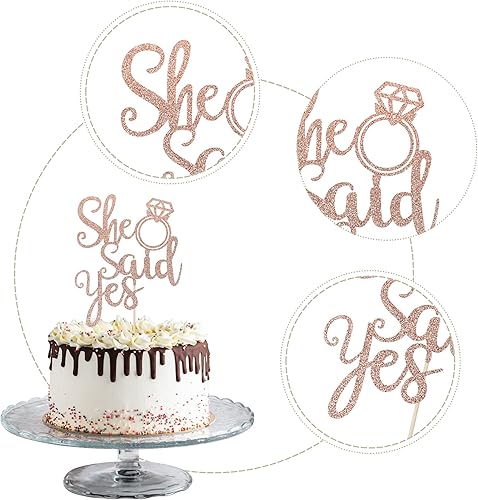 Miniatura 3 de 1 pieza de decoración de pastel de compromiso con purpurina ensamblada para celebrar bodas, compromisos, despedidas de soltera, temática de