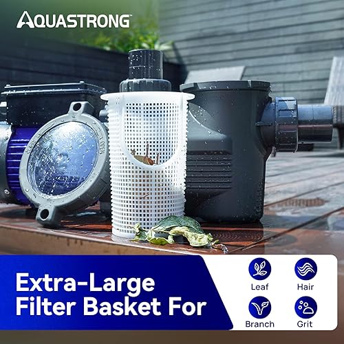 Miniatura 6 de Aquastrong Bomba de piscina dentrosobre el suelo, alto flujo (velocidad dual, 1.5HP, 4975 GPH, 115V)