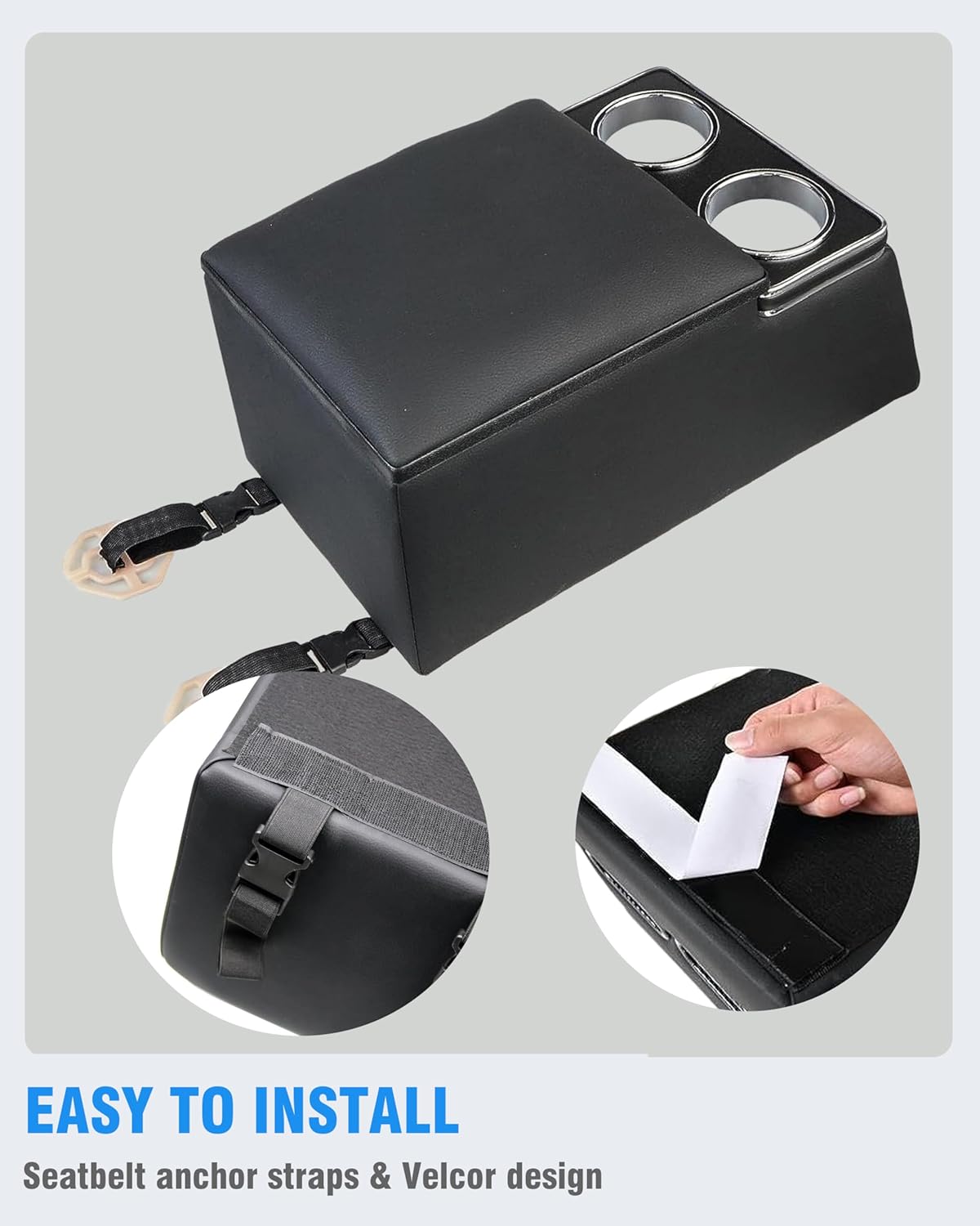 Center Console Organizer with Cup Holder& Phone Holder for Car & Van & Truck Back Bench Seat Armrest Business Middle Storage Box