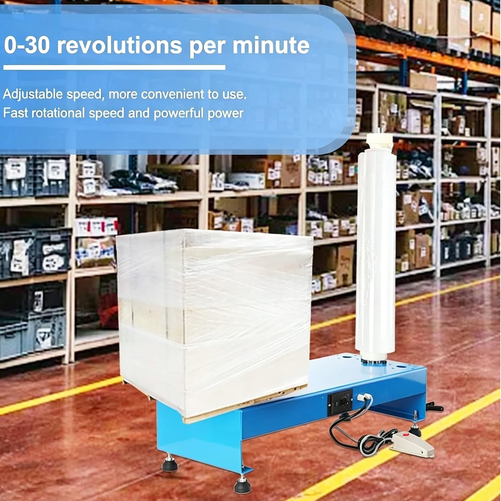 Macchina Avvolgitrice Elettrica da Banco con Film Estensibile, Dispenser di Film Estensibile con Piatto Girevole da 30 Cm, Macchina Avvolgitrice E Reggiatrice Industriale per Impieghi Gravosi