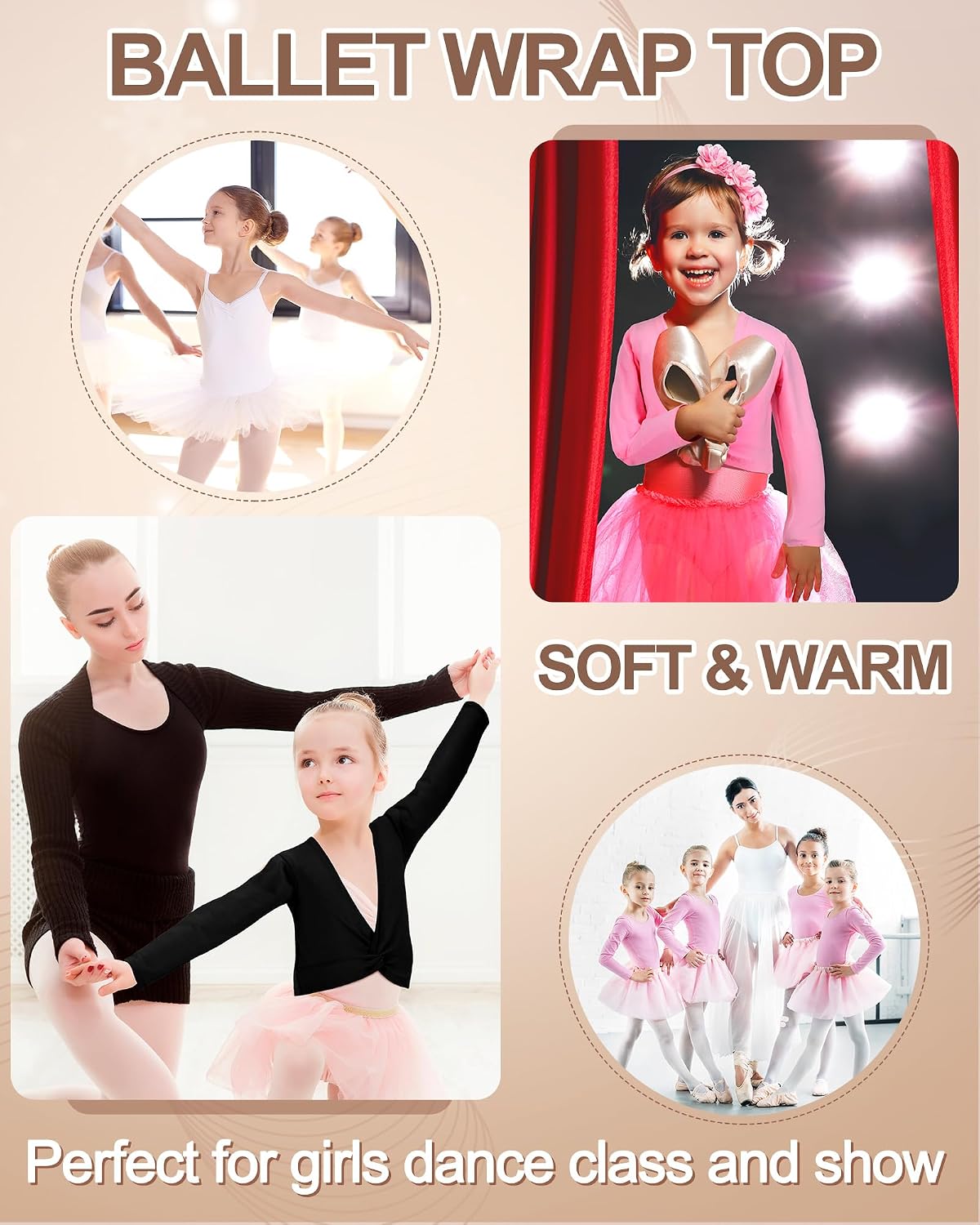 Handepo 3 Pcs Girls Ballet Wrap Cover up Ballet Top Sweaters