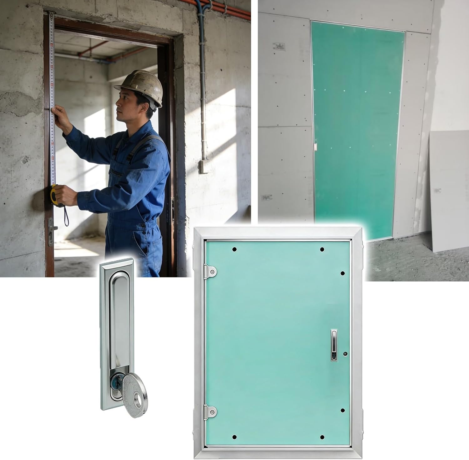 LZMZMQ 16"x36" 20x40/22x30/24x48/30x36/36x40 Inch Locking Sheetrock Access Hatch, Custom Sizes Service Panel Cover Flush-Mounted Installation, Hidden Inspection Door for Exterior/Interior Use