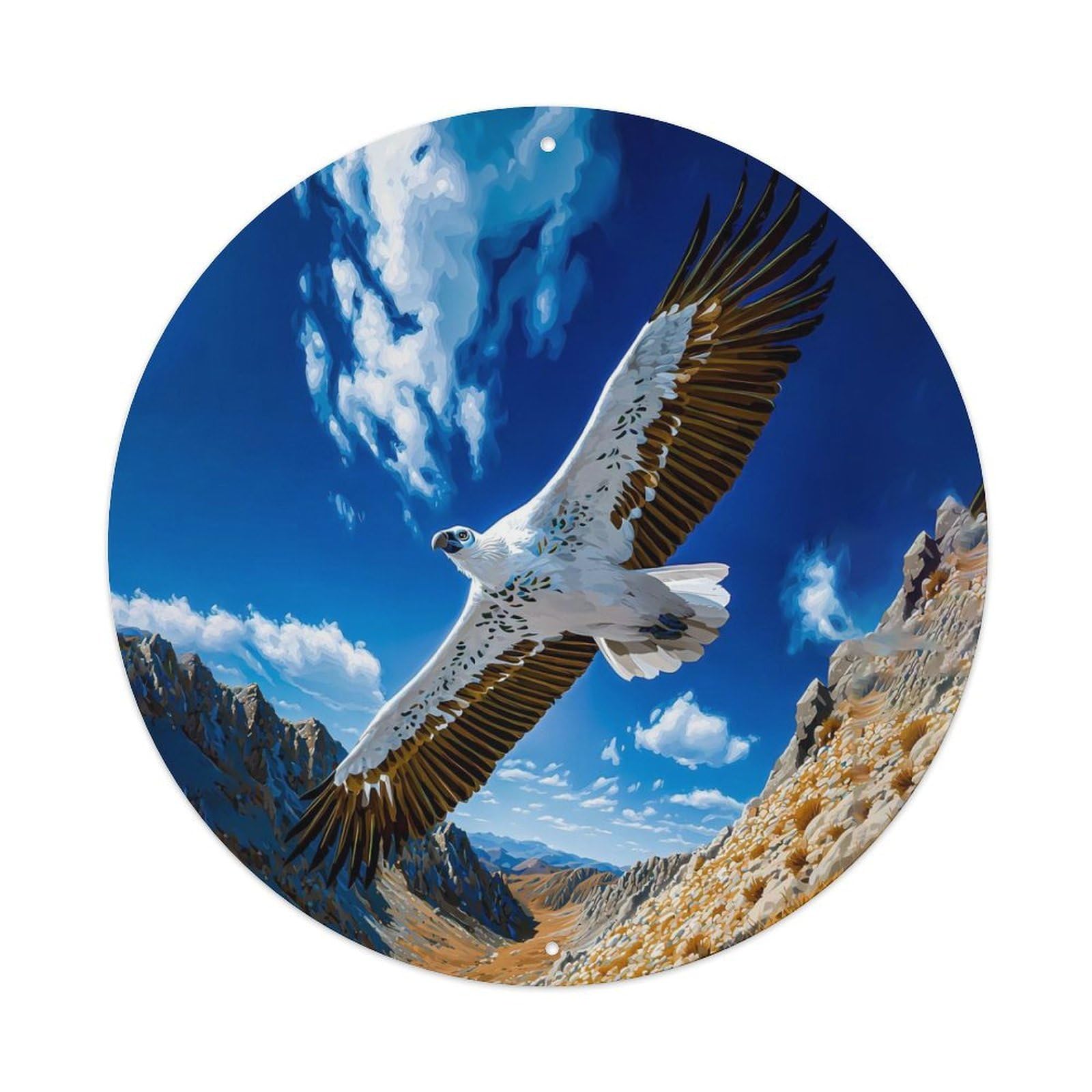 Animal White Eagle Soaring High Mountain Wilderness Landscape Vintage Metal Tin Sign Plaque Wall Decor for Cafe, Club Bar, Office, Garden Metal Poster 8x8Inch