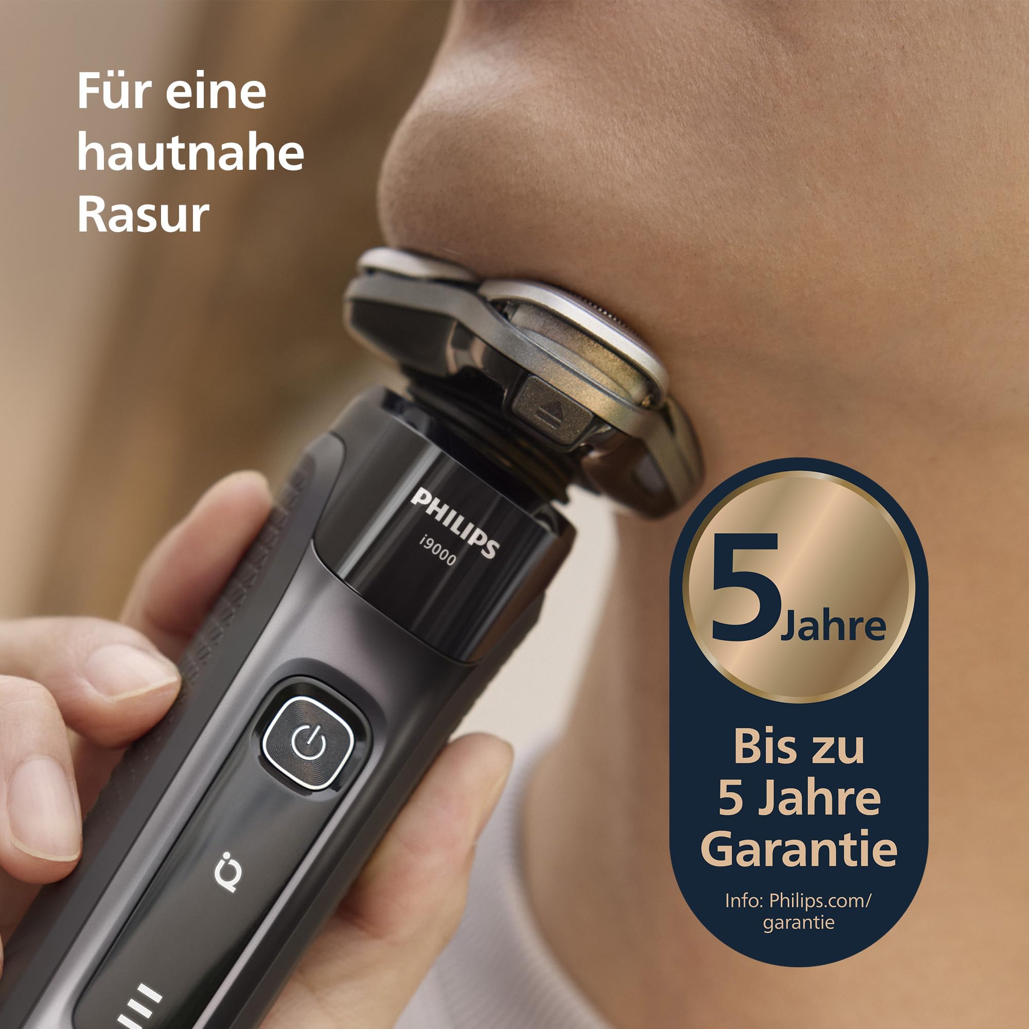 Philips Rasierer i9000, Elektrischer Nass-und Trockenrasierer für Herren mit integriertem Trimmer, schwarz, Ladestation und Reiseetui (Modell X9000/10)