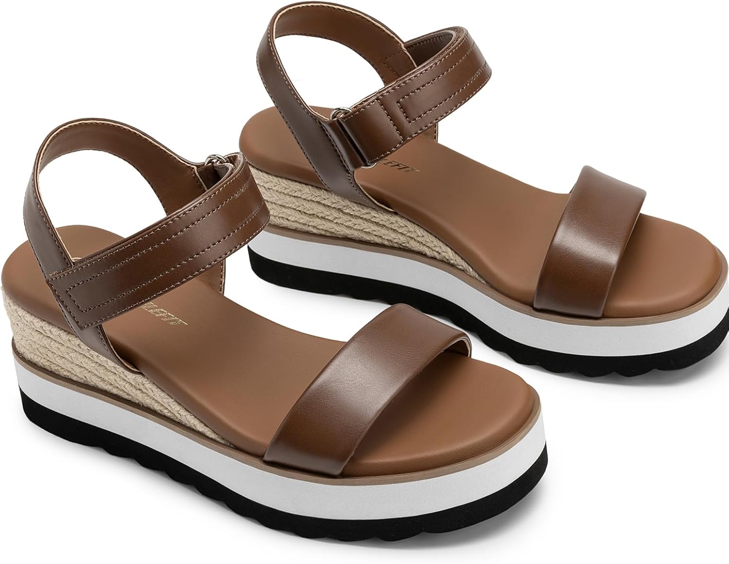 Athlefit Espadrille Wedge Sandals for Women, Open Toe Ankle Strap Low Wedge Heel Platform Sandals for Summer - Image 4