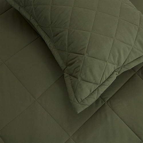Miniatura 4 de SunStyle Home - Juego de edredón tamaño King verde ligero, juego de edredón con diseño de diamantes para toda la temporada, 3 piezas ( 1 edredón, 2