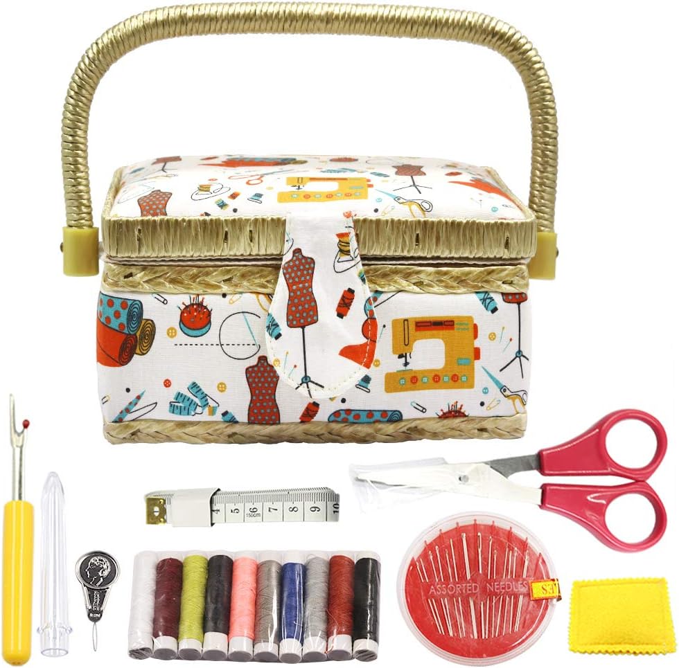 Sewing Basket with Sewing Kit Accessories,Small Sewing