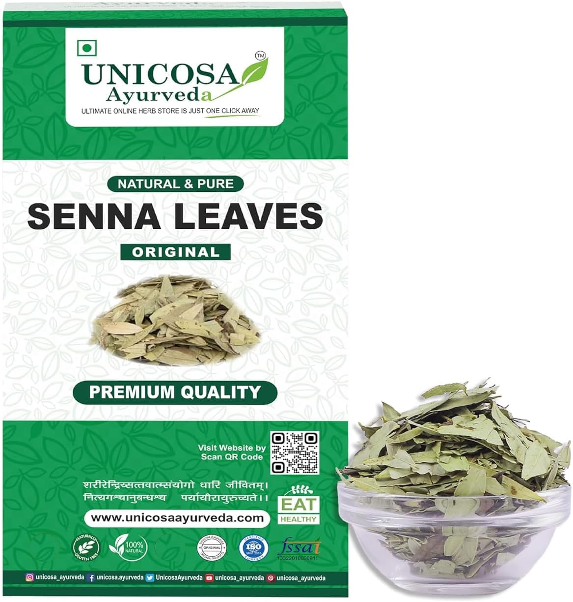 UNICOSA Ayurveda Natural Senna Leaf/Alexandrina/Cassia Angustifolia/Sonamukhi Patta/Sanay Patti, 200gm | Original & Premium Quality
