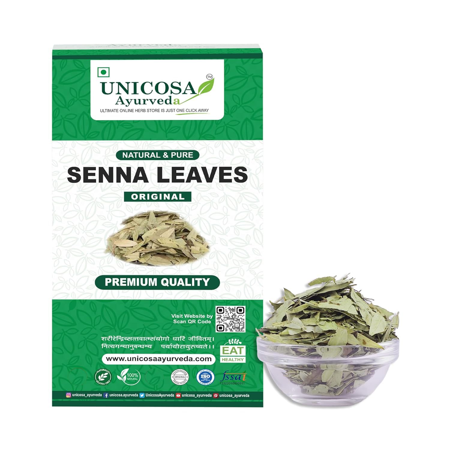 UNICOSA Ayurveda Natural Senna Leaf/Alexandrina/Cassia Angustifolia/Sonamukhi Patta/Sanay Patti, 200gm