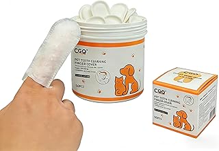 CGO Pet Teeth Cleaning Finger Wipes (50 Count) - Soft Dental Finger Covers for Dogs & Cats - Effectively Removes Plaque & Tartar, Freshens Breath - Alcohol-Free, Non-Irritating Oral Care Routine