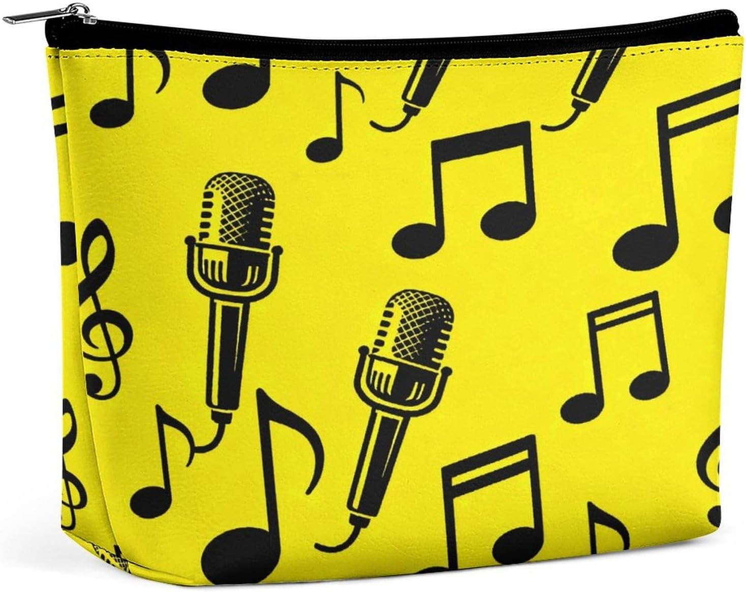 Music Note Yellow Portable Zipper Pouch Purse Lightweight Small Makeupbag Gift Makeup Bag Wide-Open Travel Bag Organizer for Toiletry Make Up Cosmetic Bags for Women