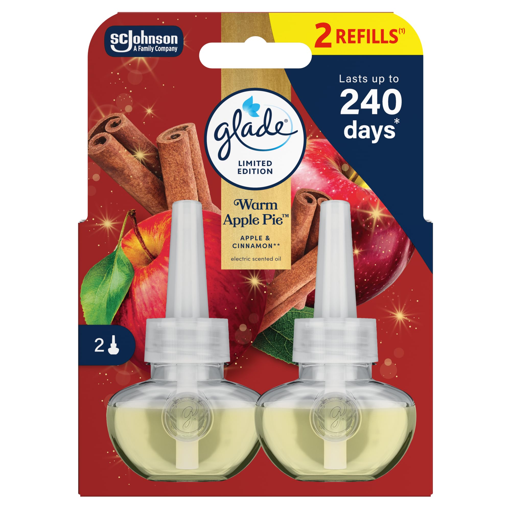 Glade Electric Scented Oil Plug in Twin Refills Warm Apple Pie 2x20ml
