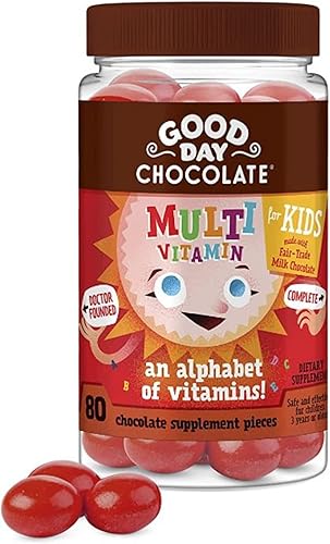 Good Day Chocolate Multivitamínico completo para niños, suplemento diario de vitaminas A, B6, B12, C, D, E, folato y biotina, 0.07 oz de azúcar, disponible en Yaxa Costa Rica