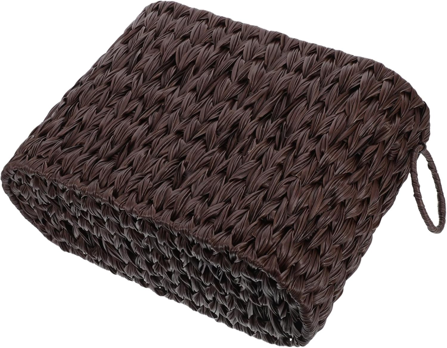 OUNONA Woven Storage Basket Organizer for Dining Table Decorative Rattan Magazine and Newspaper Holder Dual Handles for Living Room Bedroom and Office Use