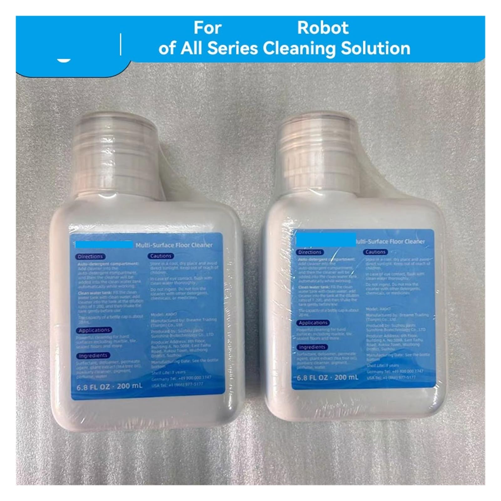 Płyn czyszczący, kompatybilny z Dreame, X30 Ultra, X40 Ultra, D9, H11 - H13, S10, S40, roboty 200 ml, czyszczenie, kompatybilny z Dreame, roboty sprzątające (2 szt.)(2pcs)