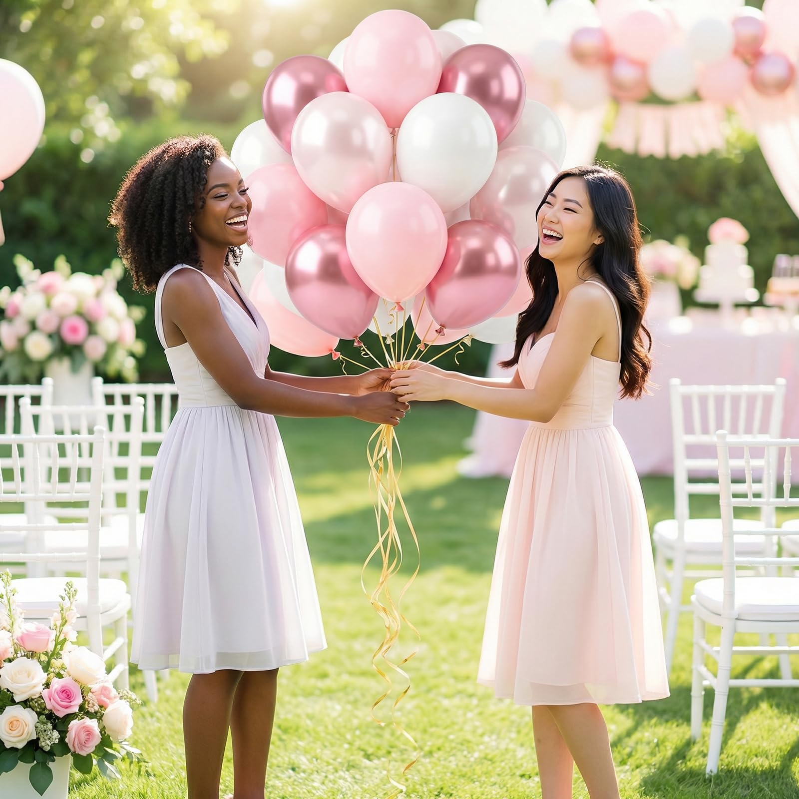 Rosa Luftballons, 60 Stück, 30,5 cm, metallisch, hellrosa und perlweiß, Luftballons für Geburtstag, Hochzeit, Babyparty, Brautparty, Party-Dekorationen