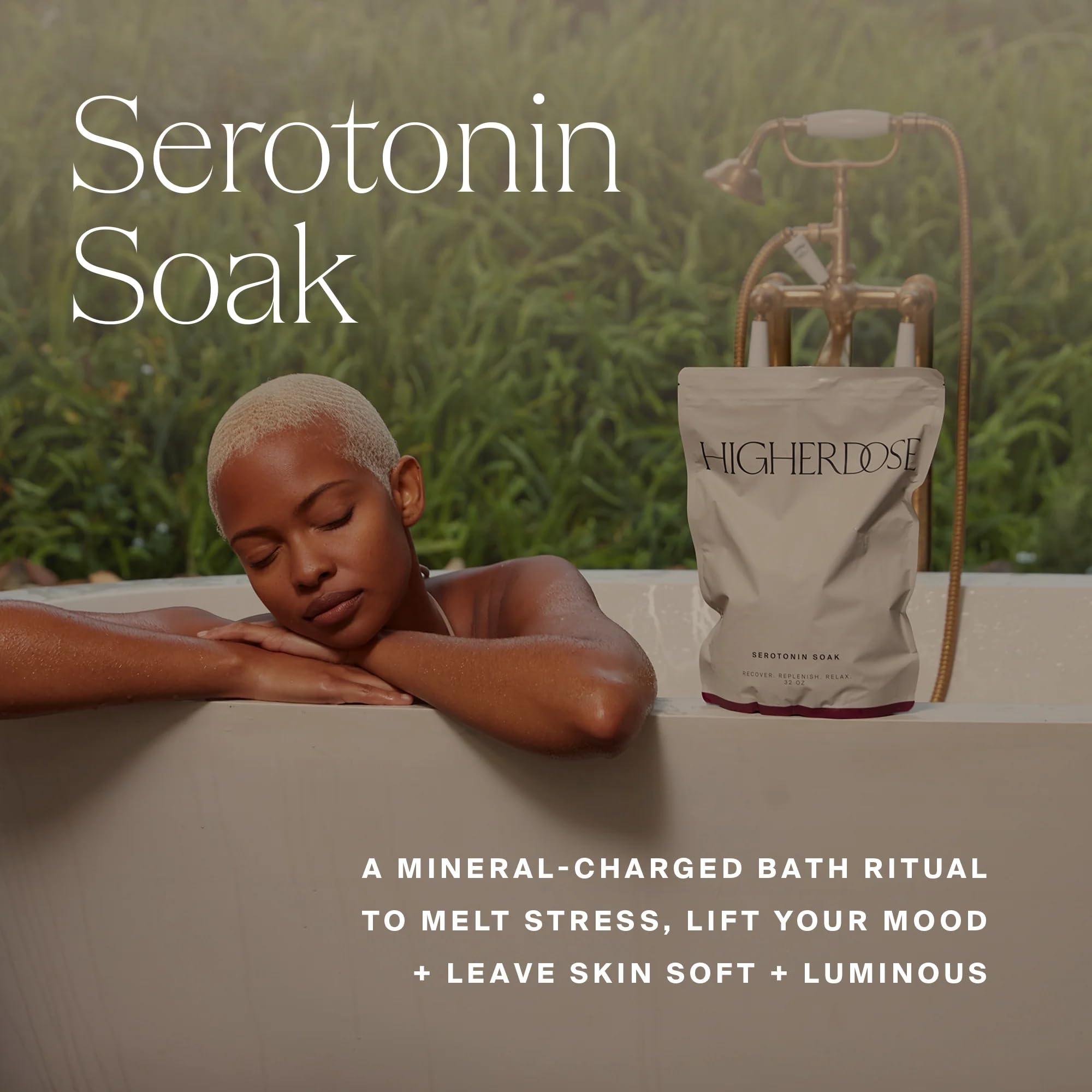 HigherDOSE Trempage au sel de bain à la sérotonine : trempage de bain avec formule à base de magnésium, huiles essentielles et vinaigre de cidre de pomme, soutenez vos niveaux de sérotonine et