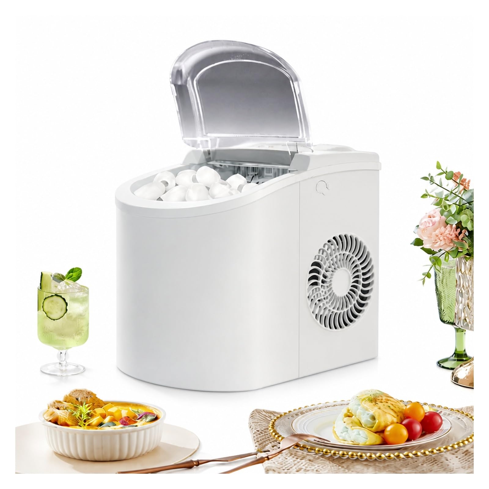 Máquina de hielo, Máquina automática para fabricar hielo, portátil para uso doméstico y comercial(G)