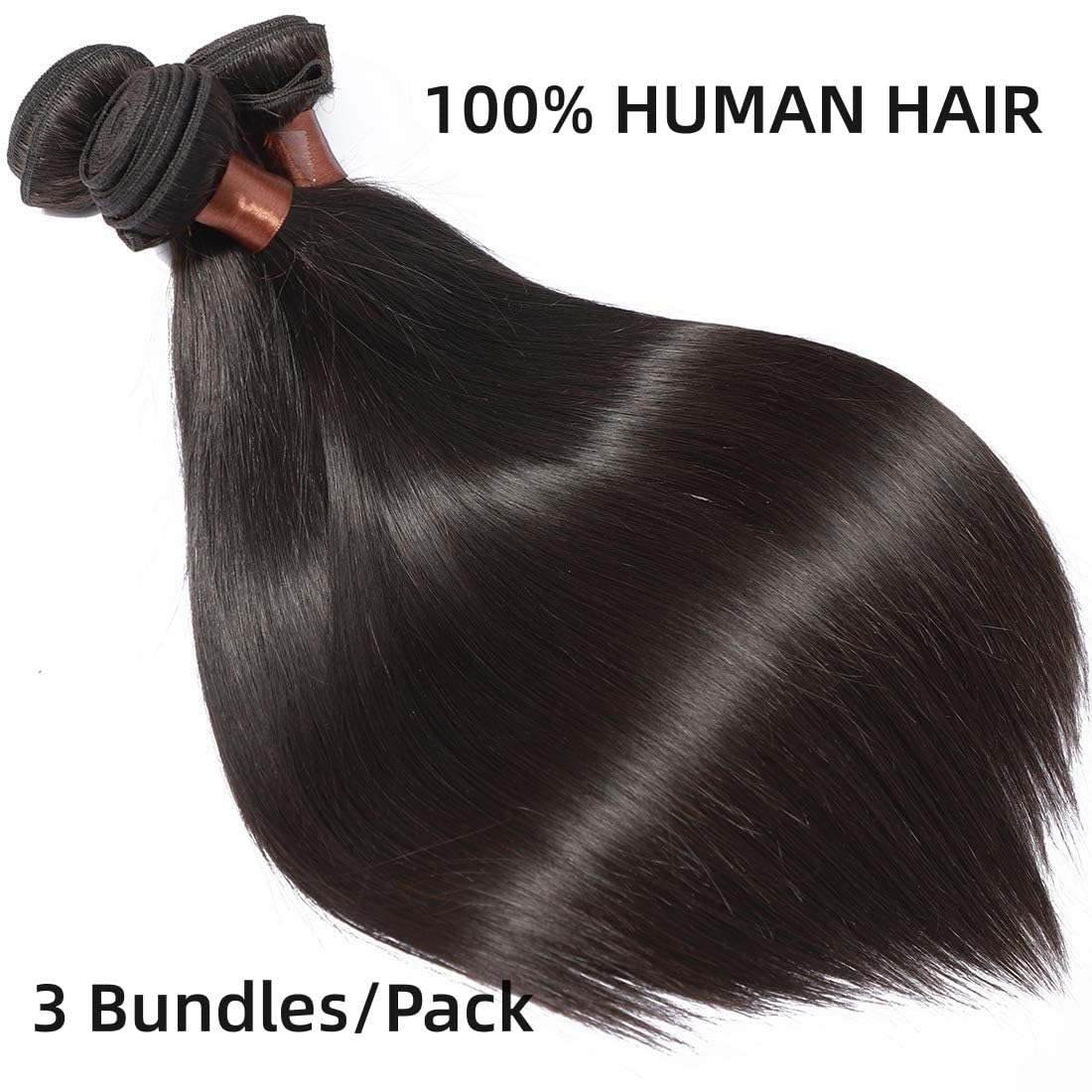 Angie Queen Straight Hair 3 Bundles 18 20 22 Inch 100% Unprocessed Brazilian Virgin Weave 3 Bundles Human Hair Raw Remy Hair Bundles Double Weft Natural Black Color (100+/-5g)/bundle