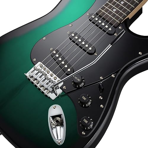 Miniatura 3 de Ashthorpe - Guitarra eléctrica de 39 pulgadas, kit de guitarra de tamaño completo con bolsa acolchada, barra de trémolo, correa, cuerdas, cable,