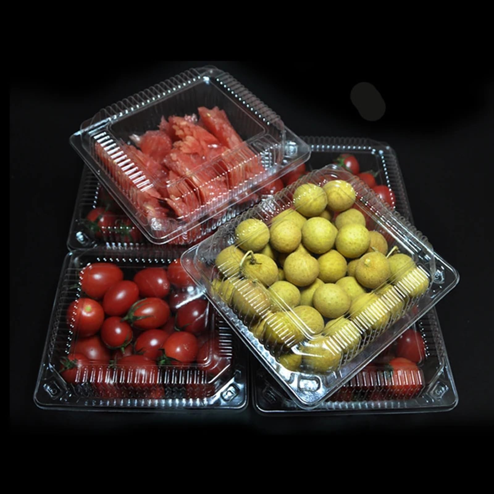 100 sztuk jednorazowe pudełka do pakowania przezroczyste plastikowe pojemniki pudełka na owoce wypieki na wynos ciasta przekąski pudełka do pakowania żywności (Color : 750g, Size : 100pcs)